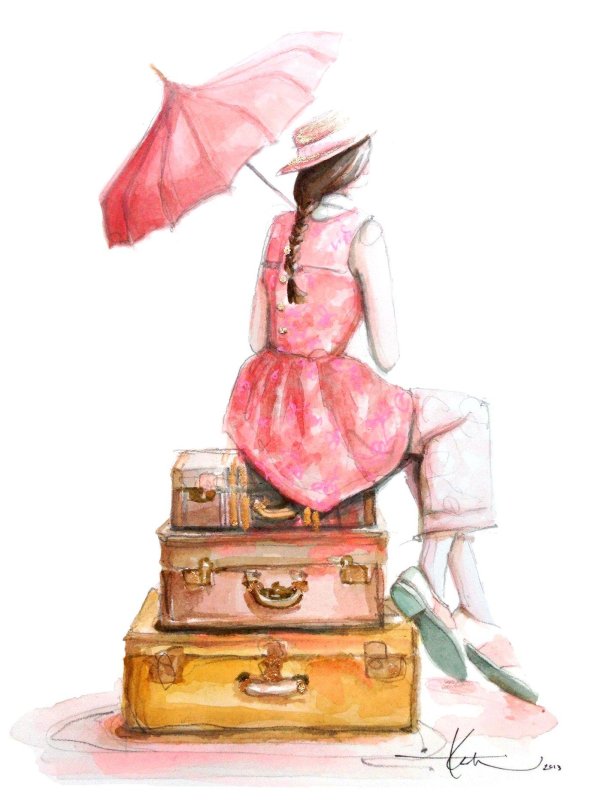 акварель девушка