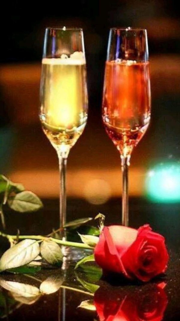 шампанское бокал розы