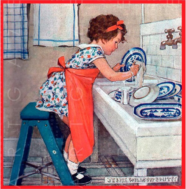 дети моют посуду