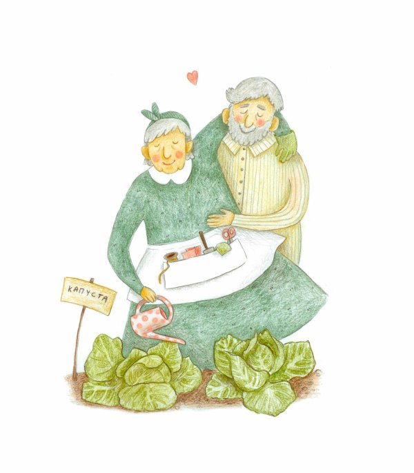 пожилые люди иллюстрация
