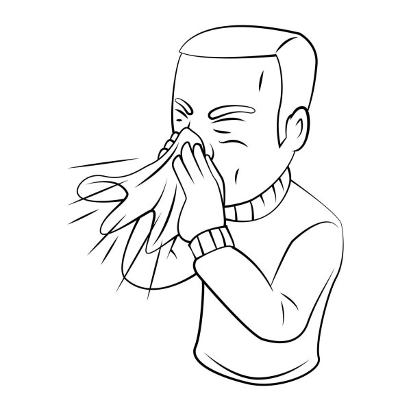 человек сморкается