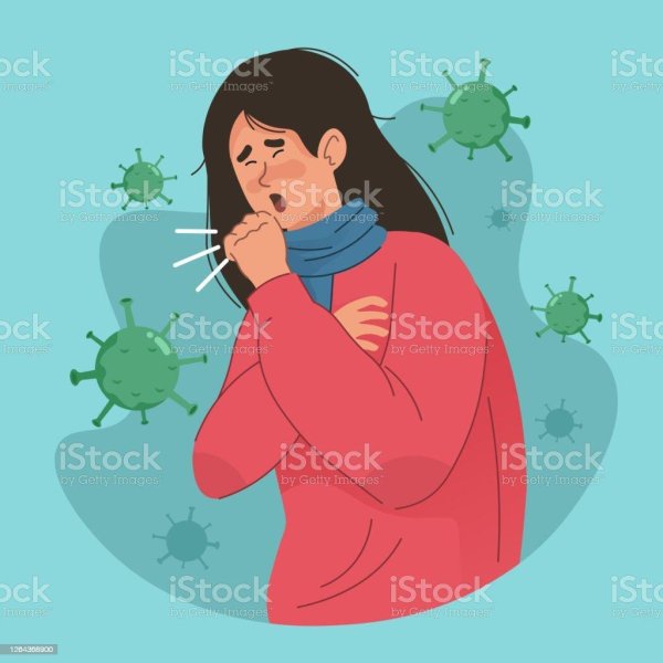 картина женщина кашляет