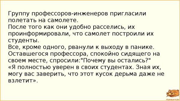 группу инженеров пригласили полетать на самолете