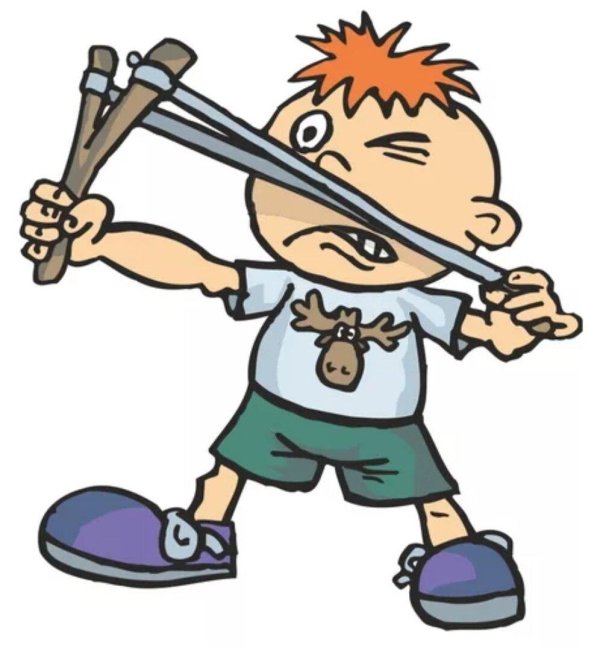 мальчик стреляет из рогатки