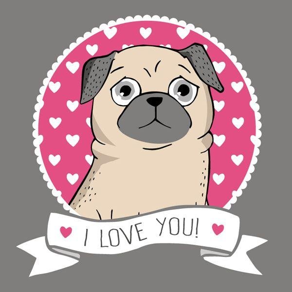 валентинка с мопсом