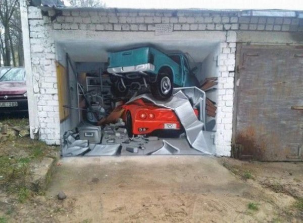 аэрография на воротах гаража