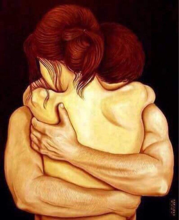 пара обнимается рисунок