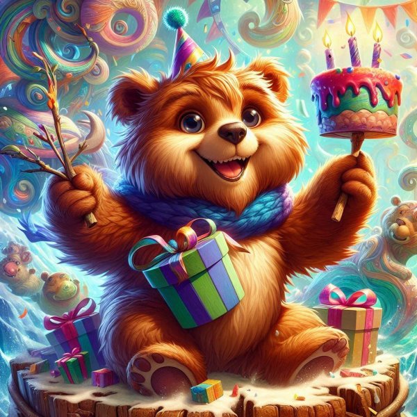 день рождения у мишки