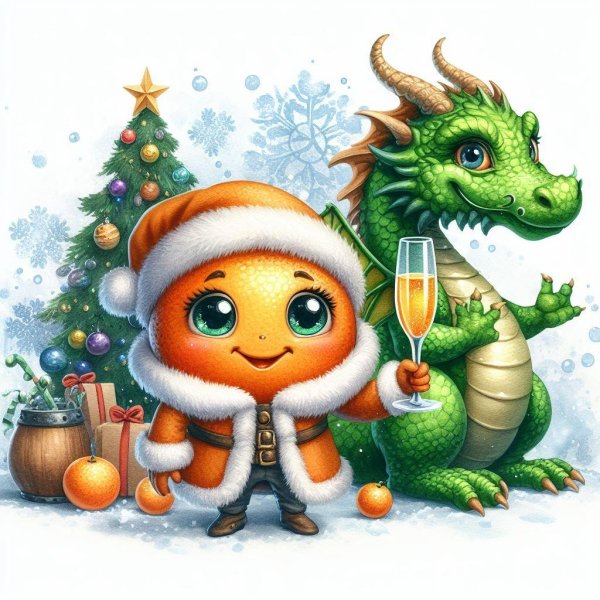 новогодний дракон рисунок