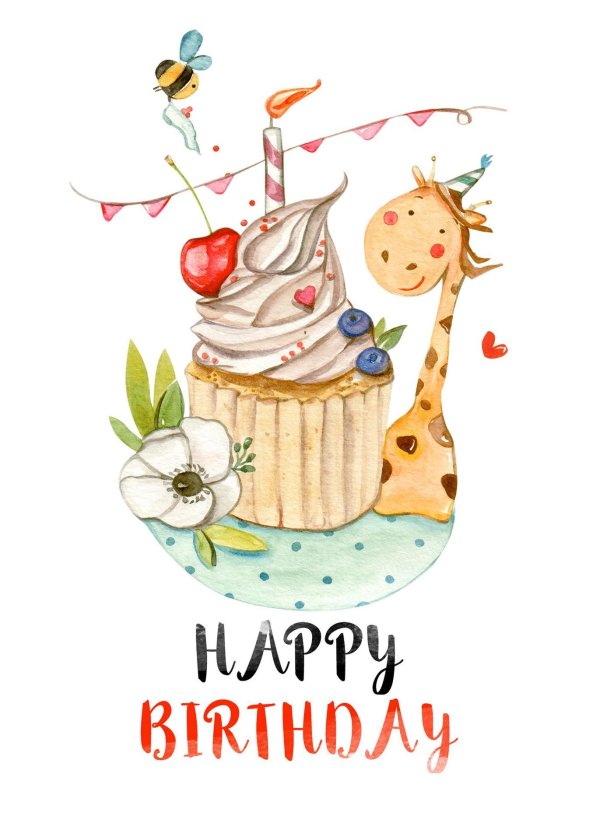 happy birthday акварель