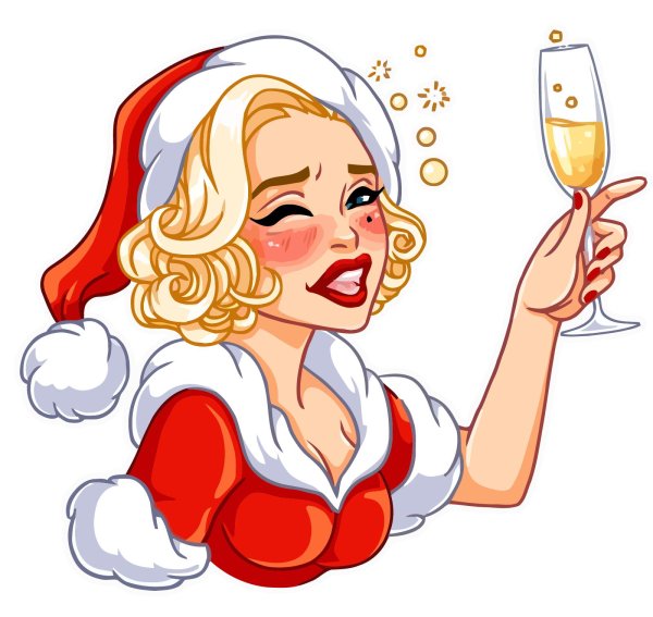 стикеры новогодние девушки