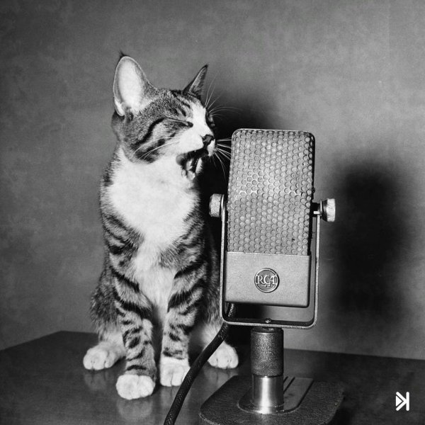 кот слушает