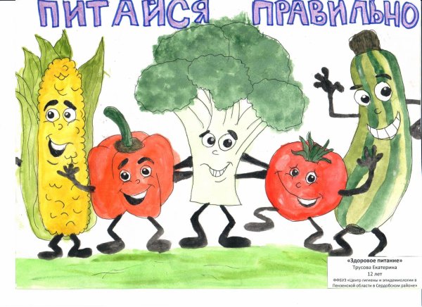 детские рисунки на тему здоровое питание
