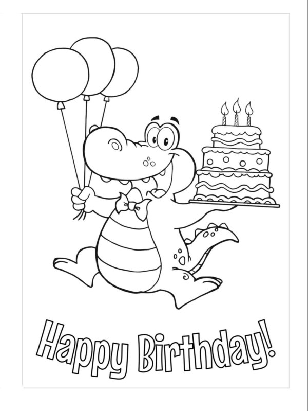 раскраска открытка на день рождения