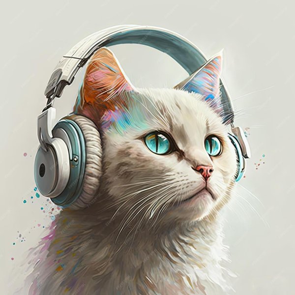 Кот в наушниках