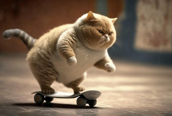 кот на скейте