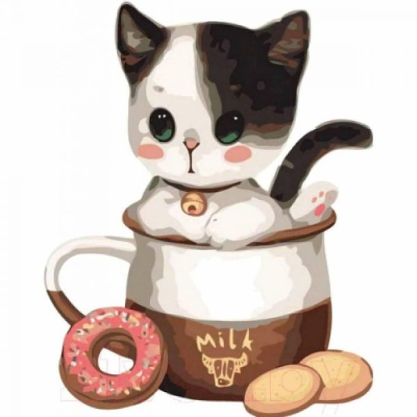 котенок в чашке