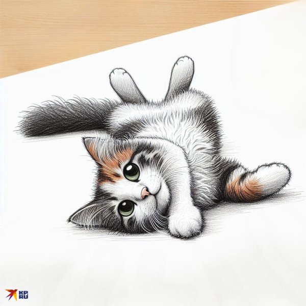 рисованная кошка