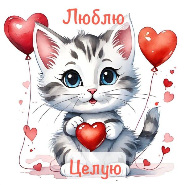 кошка милая рисунок