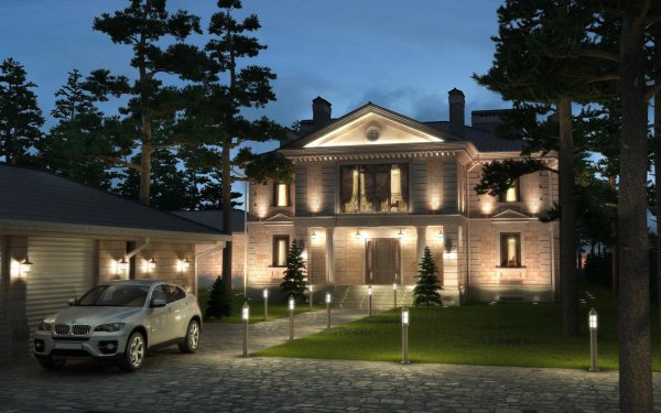 архитектурная подсветка коттеджа