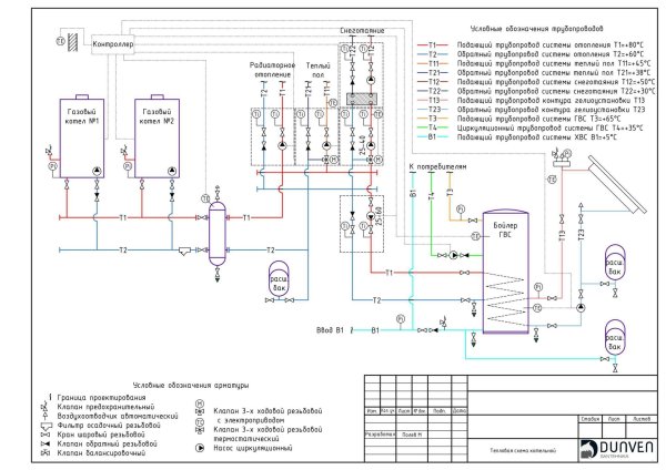 схема подключения отопления с 2 газовыми котлами