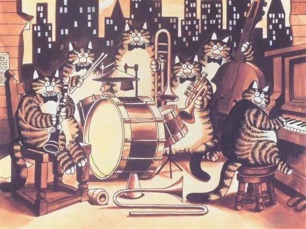 кошка музыкант картина