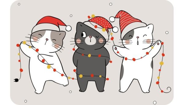 рождественские открытки с котиками