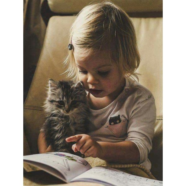 девочка с котенком