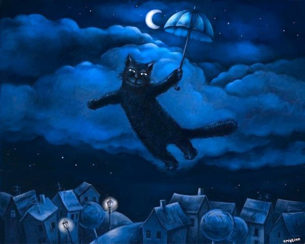 Спокойной ночи с котиками нарисованные