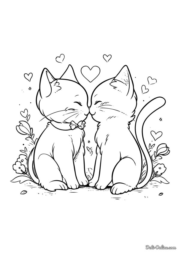 разукрашки милые котики