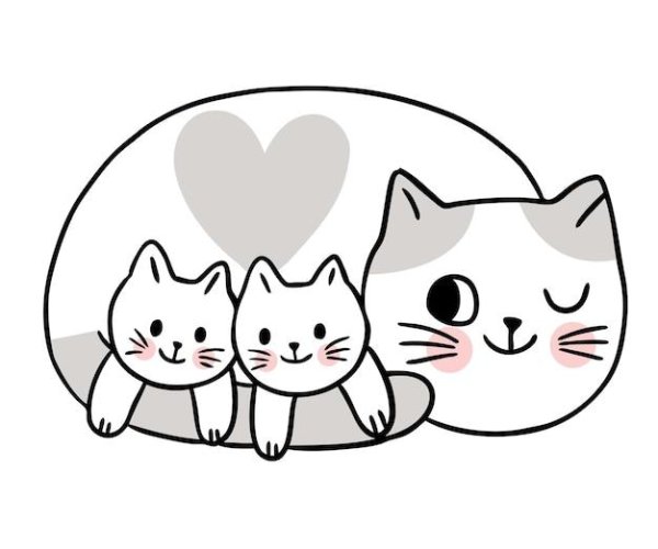 семья котиков рисунок