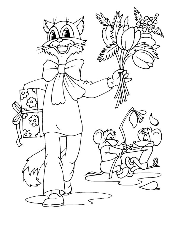 раскраска кота леопольда