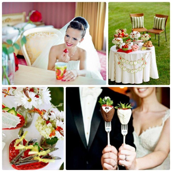 украсить стол на клубничную свадьбу