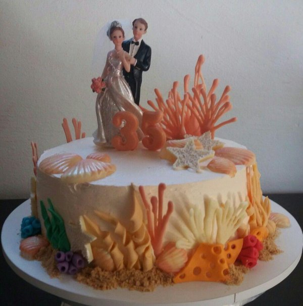 торт на коралловую свадьбу родителям