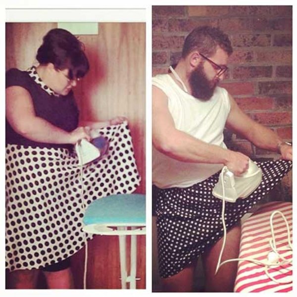 бородатый мужик в платье