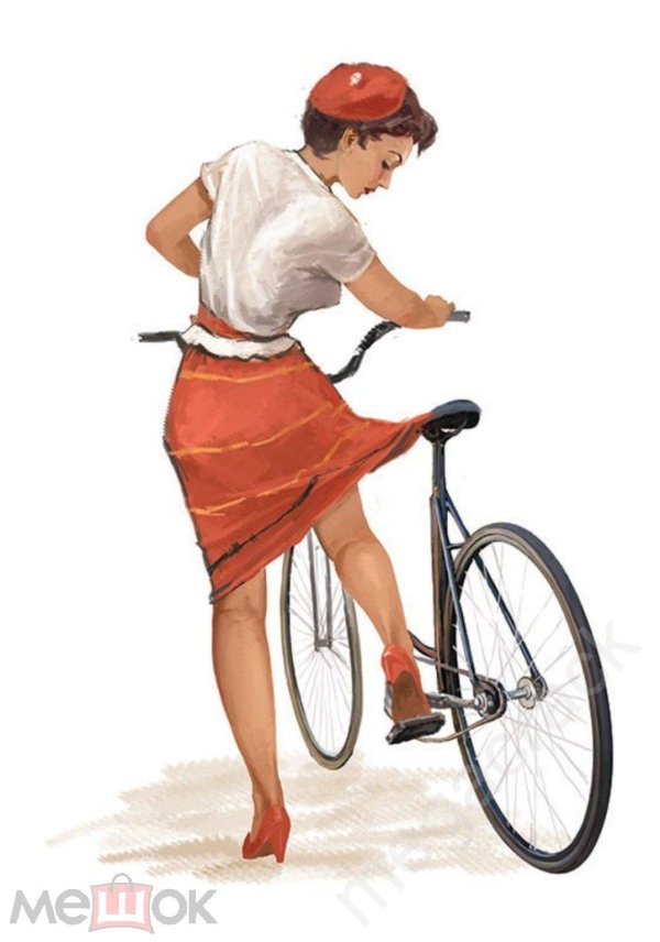 велосипедистка рисунок