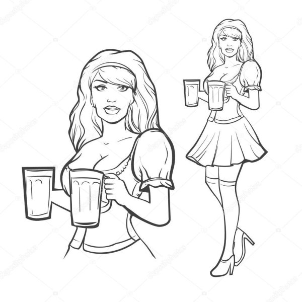 женщина с кружкой пива