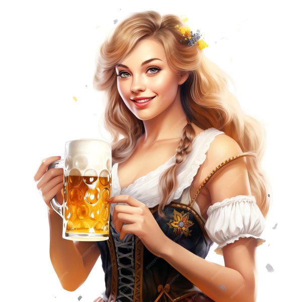 девушка с кружками пива