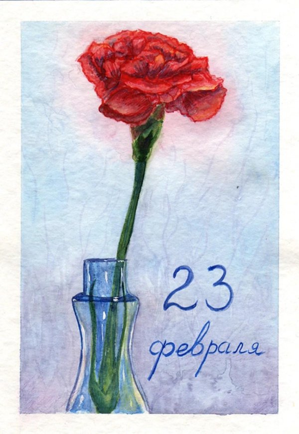 рисунок на 23 февраля цветы