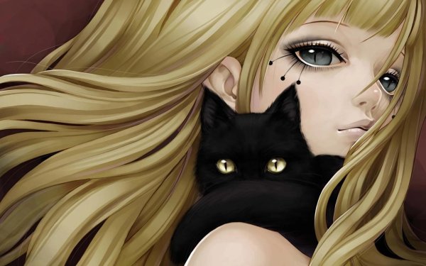 девочка с черным котом