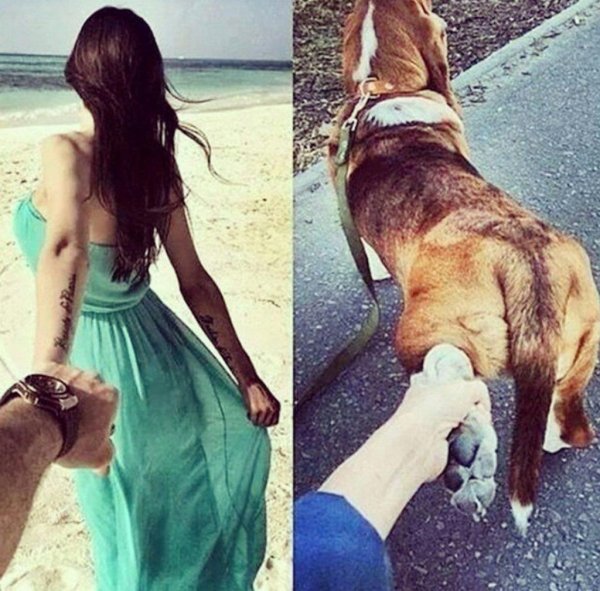 ведет за руку