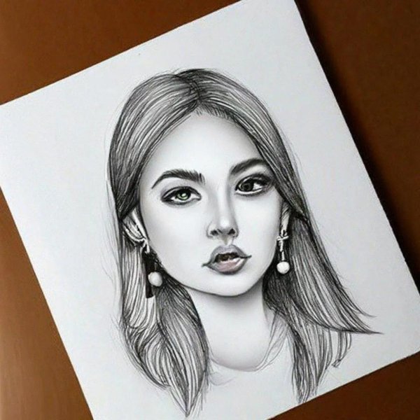 портрет девушки простым карандашом