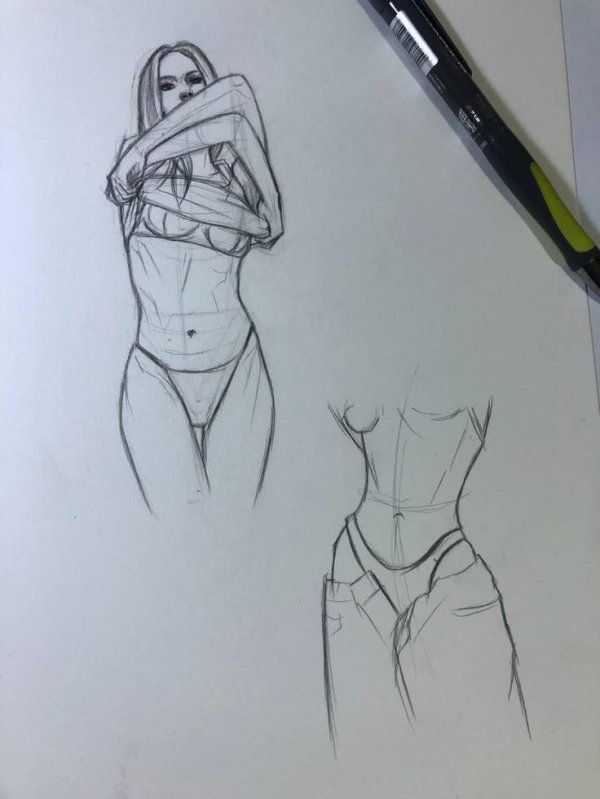 рисунки женского тела ручкой