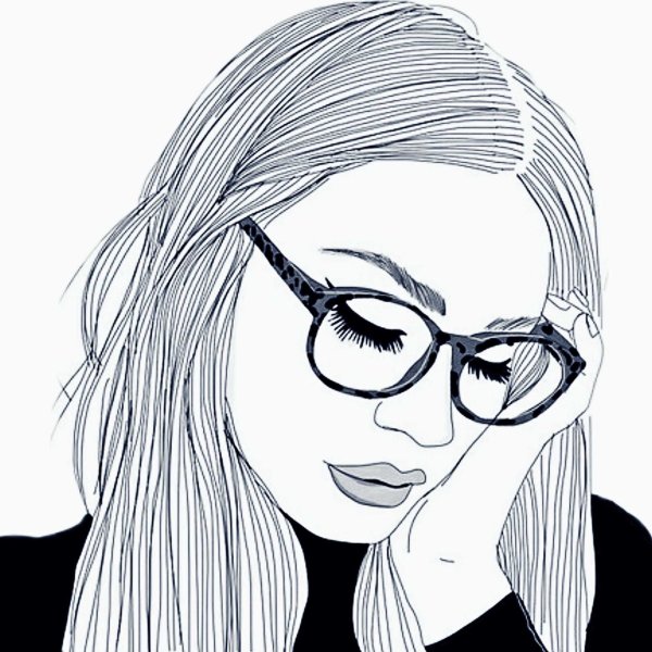 девушка рисунок черно белый