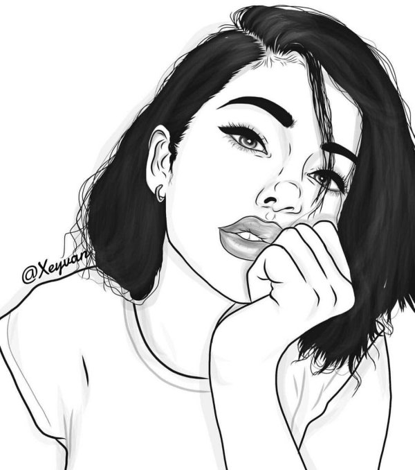 рисунки девушек карандашом в стиле арт