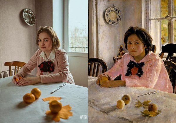 картина серова девочка с персиками