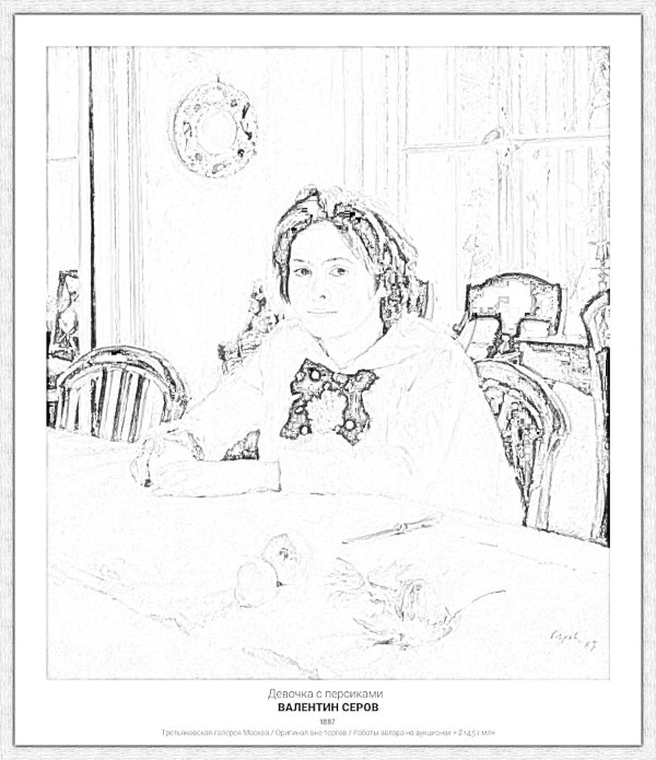 девочка с персиками раскраска