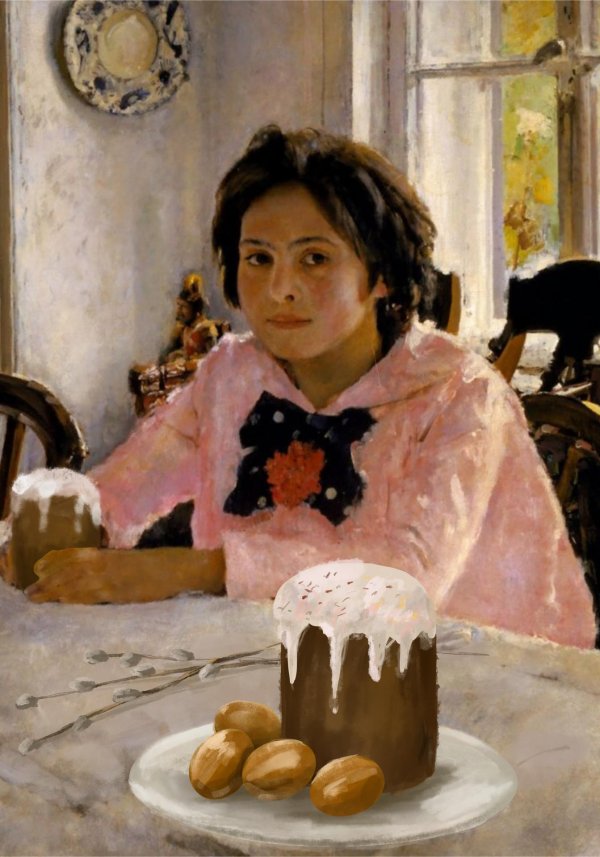 картина серова девочка с персиками