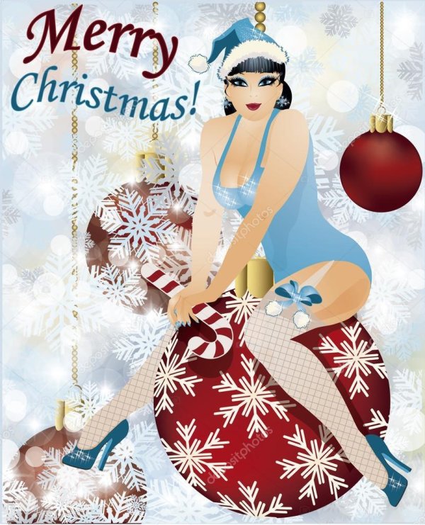 merry christmas девушка иллюстрация