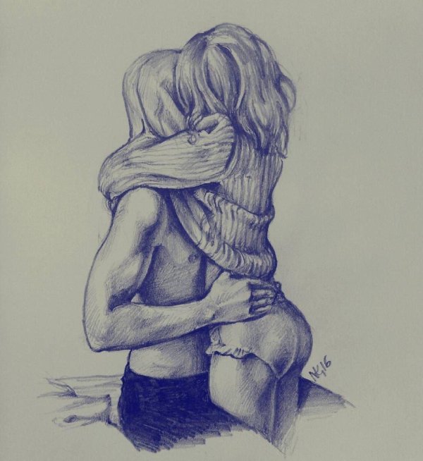 объятие рисунок